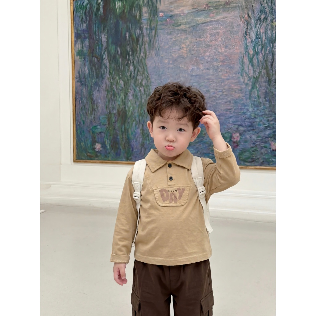 Set bộ polo dài tay bé trai 1-6 tuổi Miniumbaby mix nắp túi ngực, chất cotton mềm mại co giãn SB2385