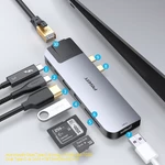 Hub PISEN NJ-TC21 8 In 1 Dual Type-C - Bộ Chia Cổng 4 USB 3.0 + Thunderbolt 3 Sạc PD 100W Cho Laptop — ảnh 3