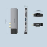 Hub PISEN NJ-TC21 8 In 1 Dual Type-C - Bộ Chia Cổng 4 USB 3.0 + Thunderbolt 3 Sạc PD 100W Cho Laptop — ảnh 8