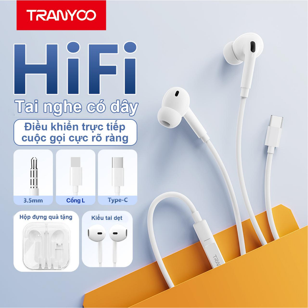 Tai Nghe Có Dây T-R12 R13 R14 Thiết Kế Nhét Tai Phù Hợp Nhu Cầu Văn Phòng Học Tập | TRANYOO VN STORE