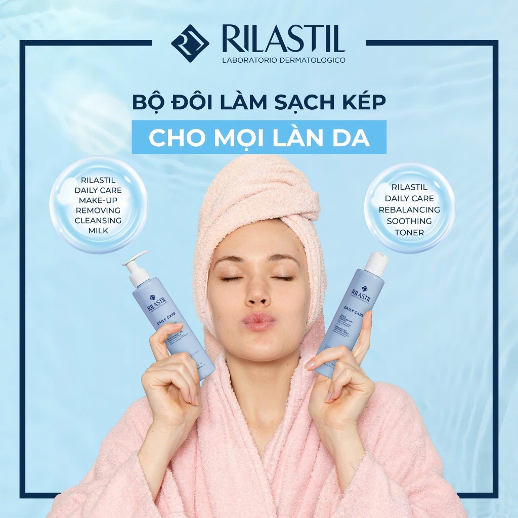 Bộ sữa rửa mặt và nước cân bằng cho mọi loại da Rilastil Daily Care 200ml - Phương An House