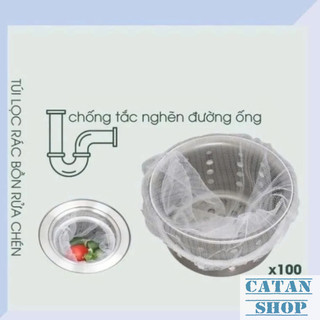 Set 100 Lưới Lọc Rác Bồn Rửa Bát Ngăn Mùi Hôi Chống Nghẹt Cống Tắc Nghẽn Bồn, Túi Lọc Rác 100