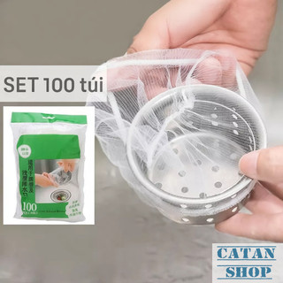 Set 100 Lưới Lọc Rác Bồn Rửa Bát Ngăn Mùi Hôi Chống Nghẹt Cống Tắc Nghẽn Bồn, Túi Lọc Rác 100
