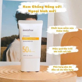 Kem Chống Nắng Cho Da Dầu Hỗn Hợp innisfree Long Lasting Sunscreen Ex SPF50+ PA++++ 60ml