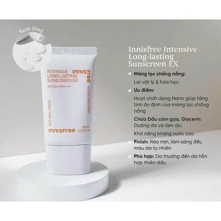 Kem Chống Nắng Cho Da Dầu Hỗn Hợp innisfree Long Lasting Sunscreen Ex SPF50+ PA++++ 60ml