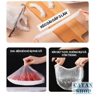 Túi 100 Cái Màng Bọc Bát Dĩa Bảo Quản Thực Phẩm, Thức Ăn Chất Liệu PE Có Chun Co Giãn, Túi Gấu Bọc Đồ Ăn