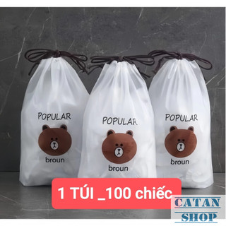 Túi 100 Cái Màng Bọc Bát Dĩa Bảo Quản Thực Phẩm, Thức Ăn Chất Liệu PE Có Chun Co Giãn, Túi Gấu Bọc Đồ Ăn