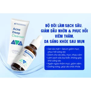 Bộ đôi làm sạch sâu giảm mụn nhanh gel rửa mặt & serum sáng da mờ thâm 30ml Trioderma
