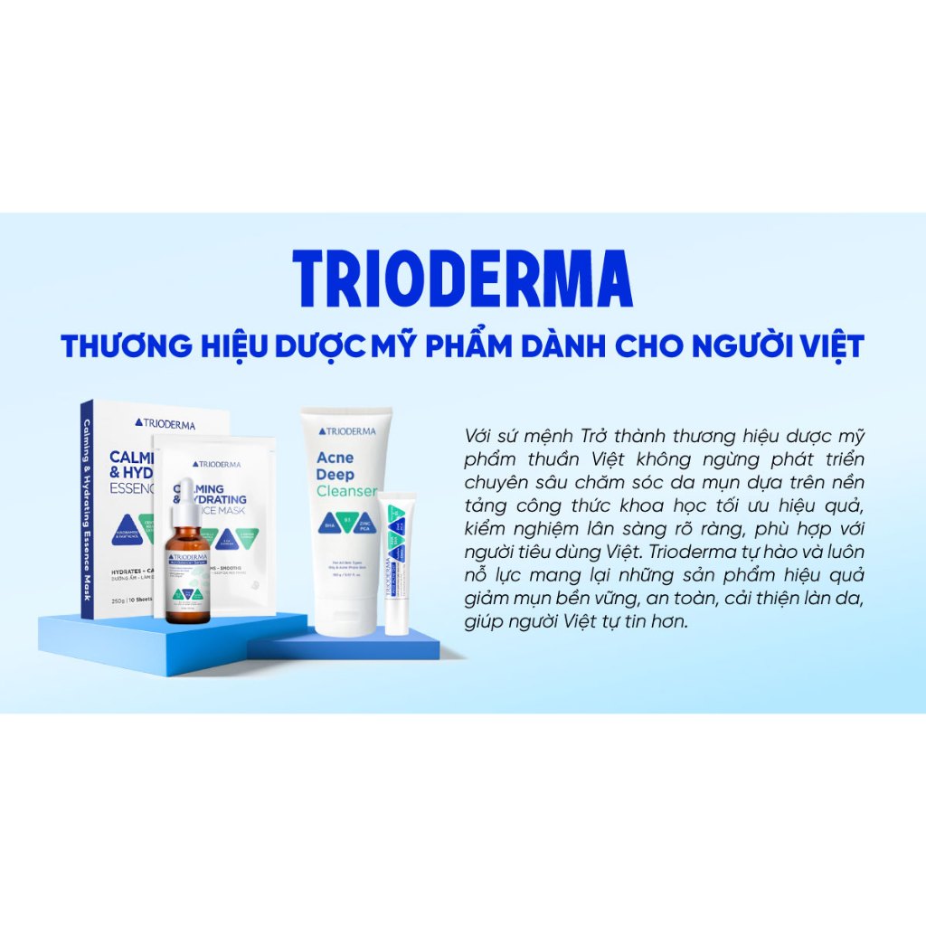 Bộ đôi làm sạch sâu giảm mụn nhanh gel rửa mặt & serum sáng da mờ thâm 30ml Trioderma