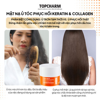 Kem Ủ Tóc, Mặt Nạ Ủ Tóc Phục Hồi Professional Salon Keratin & Collagen Topcharm 500ml (Phiên Bản Cải Tiến Cao Cấp)