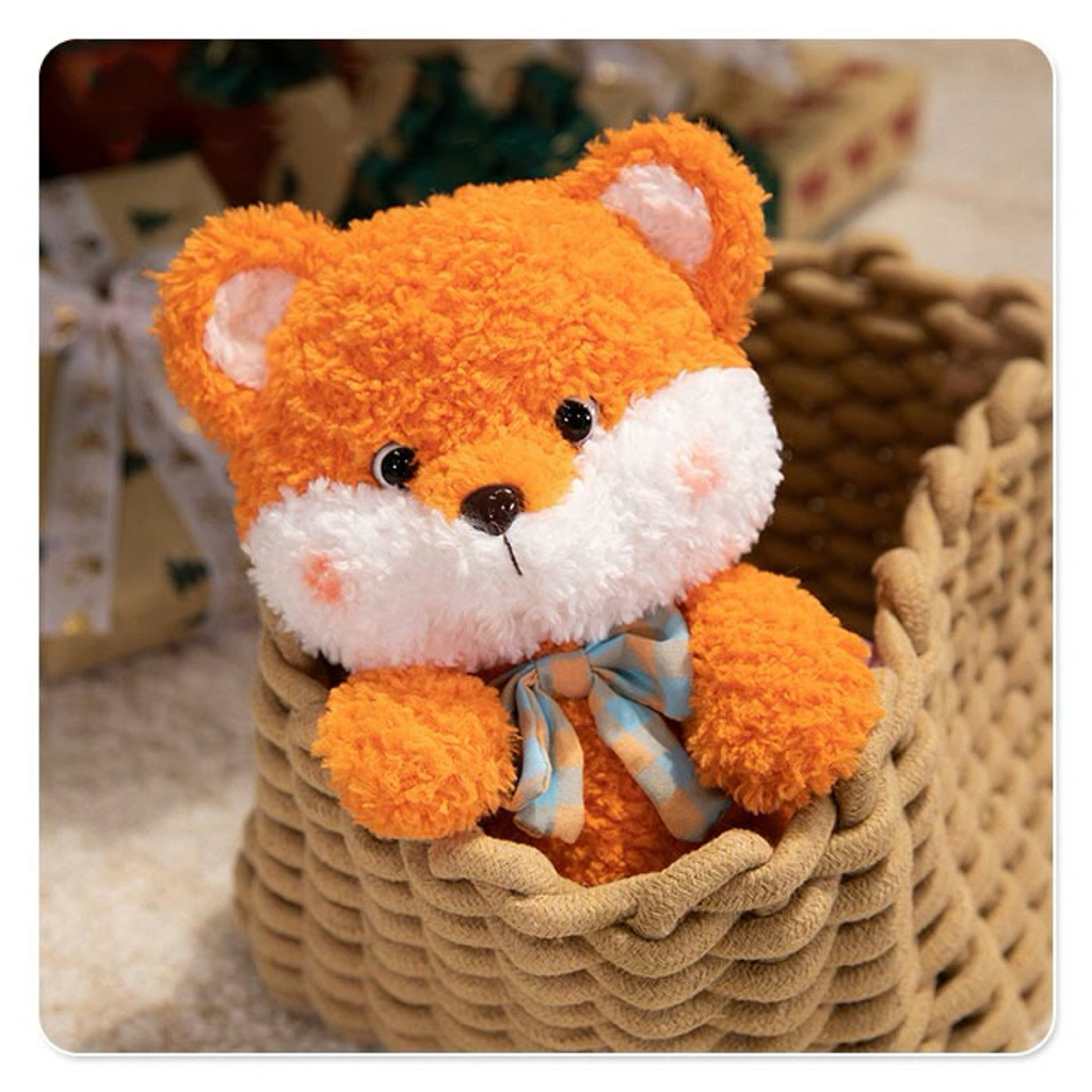 Gấu Thú Bông Cáo Cam Hồ Ly Đeo Nơ Lông Bông Xù Mặt Bư Siêu Mềm Mịn Siêu Dễ Thương Quà Tặng Độc Đáo