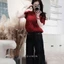 Áo len đỏ GUMIN thiết kế áo len đan dáng ngắn bo gấu sang chảnh, Áo len nữ thu đông mặc tết thanh lịch cao cấp