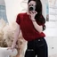 Áo len đỏ GUMIN thiết kế áo len đan dáng ngắn bo gấu sang chảnh, Áo len nữ thu đông mặc tết thanh lịch cao cấp