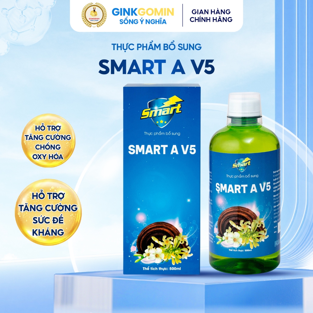 Nước Kiềm SMART A V5 Lọ 500ml Hỗ Trợ Chống Oxi Hoá Tăng Cường Sức Khoẻ G66