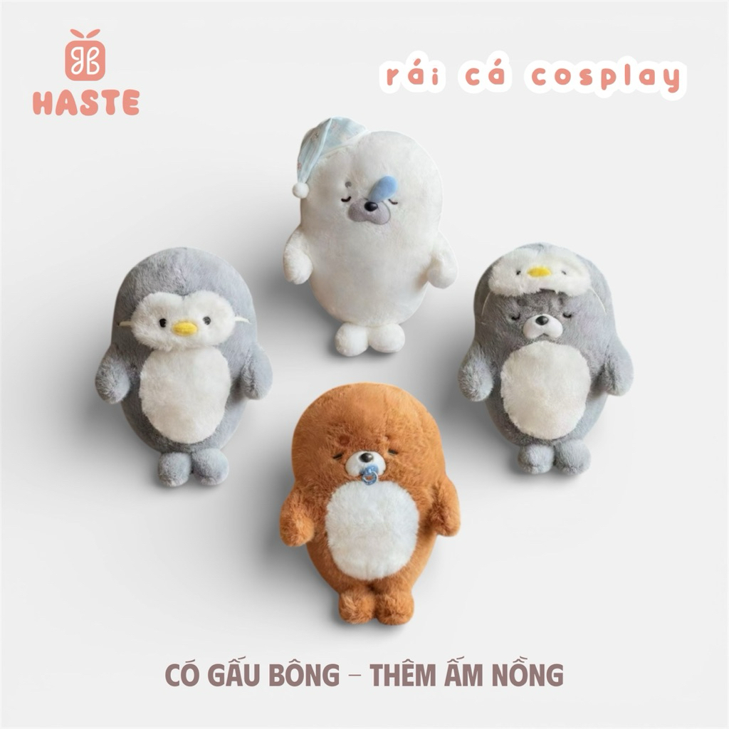 Gấu Thú Bông Hải Cẩu Rái Cá Cosplay Cánh Cụt Penguin Sư Tử Biển Quà Tặng Độc Đáo Lông Xù Siêu Mềm Mịn Dễ Thương