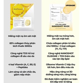 Mặt nạ thạch Collagen MediAnswer mặt nạ medianswer Vita/Pore/Calming Collagen Nanoshot hộp 5 miếng - Kosmi Beauty
