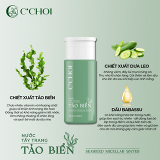 [QUÀ TẶNG] Nước tẩy trang tảo biển C'CHOI Seaweed Micellar Water làm sạch sâu, dịu nhẹ