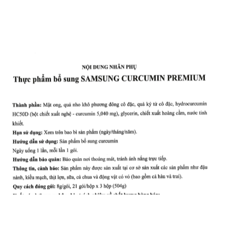 M21_Thực phẩm bổ sung SAMSUNG CURCUMIN PREMIUM ( Full set 90 gói)