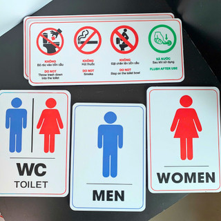 (Tặng kèm băng dính) Bảng chỉ dẫn nhà vệ sinh, bảng toilet nam nữ, biển wc - Fomex dày 5mm