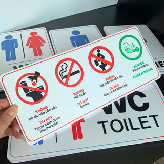 (Tặng kèm băng dính) Bảng chỉ dẫn nhà vệ sinh, bảng toilet nam nữ, biển wc - Fomex dày 5mm