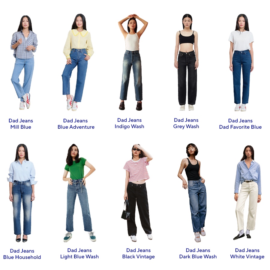 TheBlueTshirt - Quần jeans lưng cao ống suông có nhiều màu wash cho nữ - The Original Dad Jeans