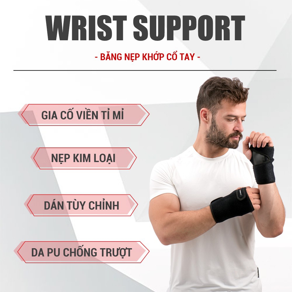 Băng nẹp cổ tay, hỗ trợ cố định cổ tay chính hãng GoodFit GF304W