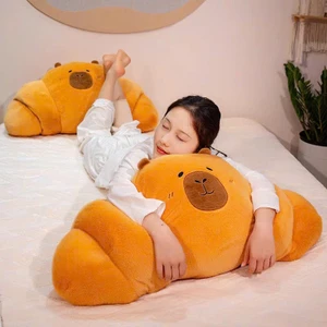 Gấu Bông Gối Ôm Capybara Sừng Bò - Gấu Nâu Cosplay Bánh Mì G182 đáng yêu