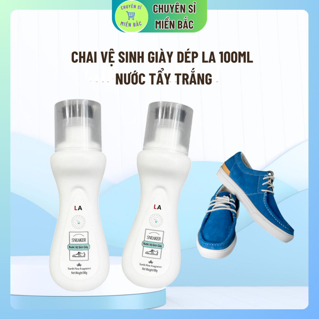Chai Vệ Sinh Giày Dép LA 100ml – Nước Tẩy Trắng, Làm Sạch Giày,Khử Mùi Dài Lâu, Không Cần Giặt