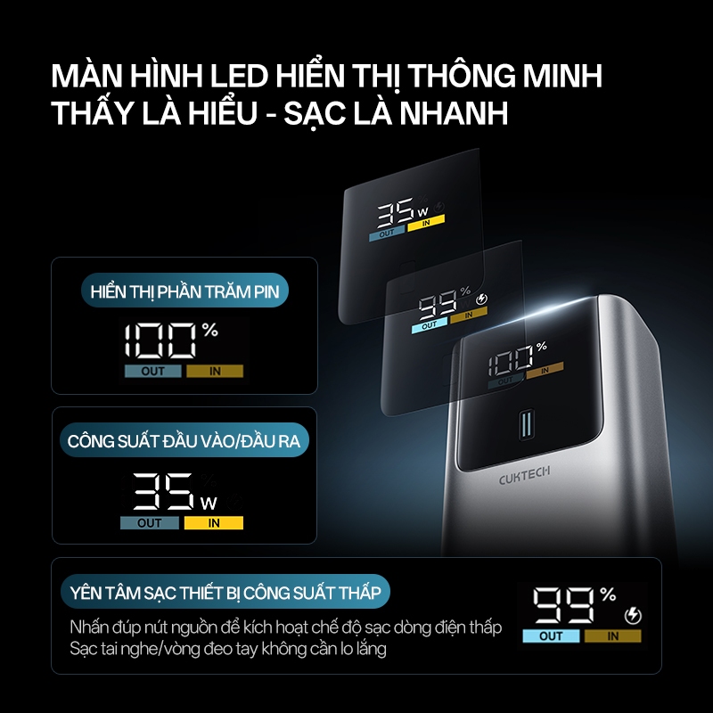 【Được chứng nhận CCC】CUKTECH Mini 55W Sạc Nhanh 10000mAh Pin Sạc Dự Phòng Xiaomi 55W Max Samsung 45W iP16/15/14