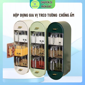 Hộp đựng gia vị treo tường nhà bếp chống ẩm kệ để gia vị 3 ngăn sang trọng tiện lợi