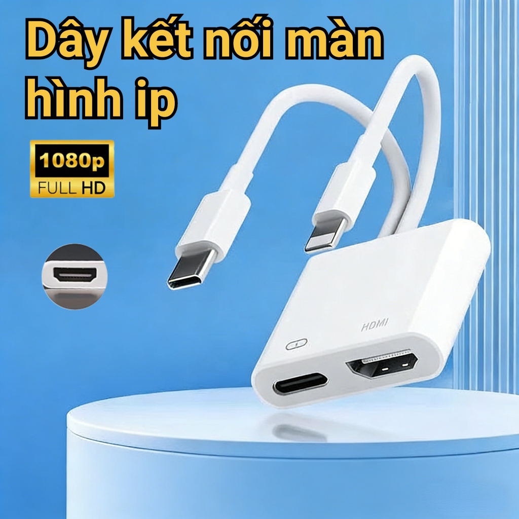 IP Dây chuyển đổi 2 trong 1 HDMI Cáp chuyển đổi TV HD 1080p HD Cổng sạc tương thích với điện thoại di động Văn phòng