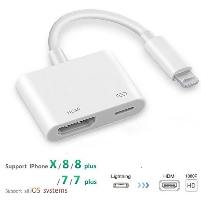 IP Dây chuyển đổi 2 trong 1 HDMI Cáp chuyển đổi TV HD 1080p HD Cổng sạc tương thích với điện thoại di động Văn phòng