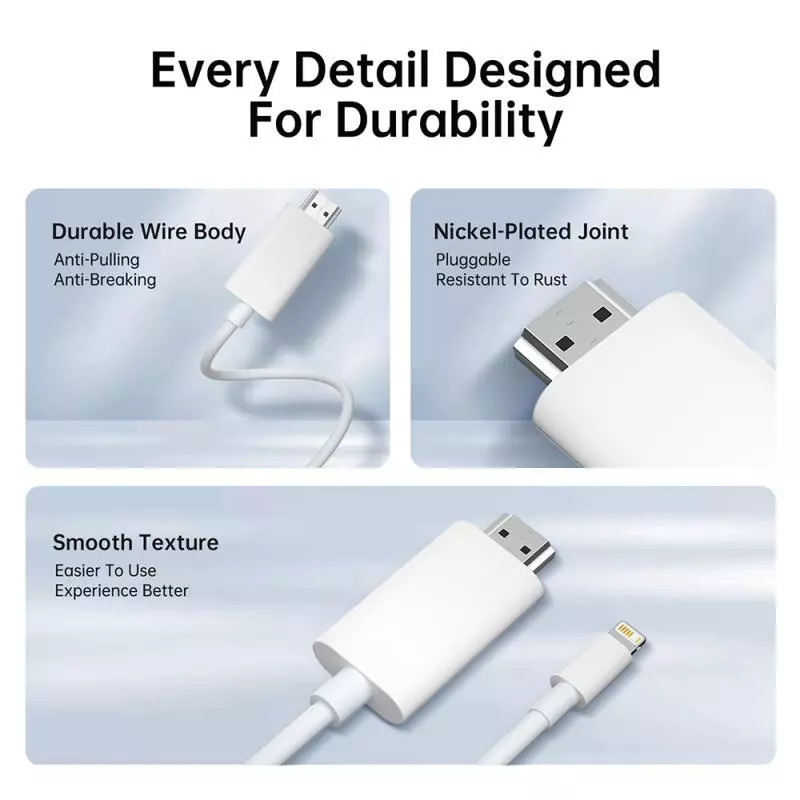 IP Dây chuyển đổi 2 trong 1 HDMI Cáp chuyển đổi TV HD 1080p HD Cổng sạc tương thích với điện thoại di động Văn phòng