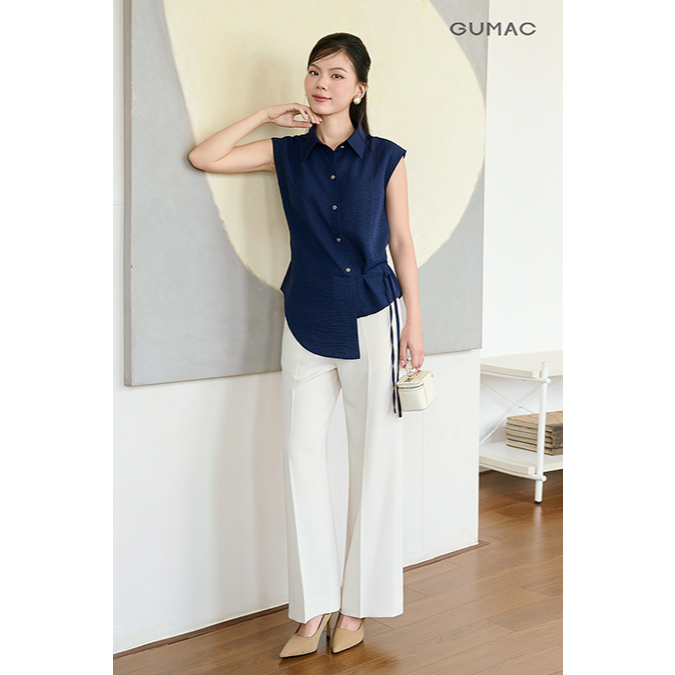 Áo Sơ Mi Nữ Kiểu Phom Rộng Vừa Cột Dây Eo Cách Điệu Thời Trang GUMAC AF11055