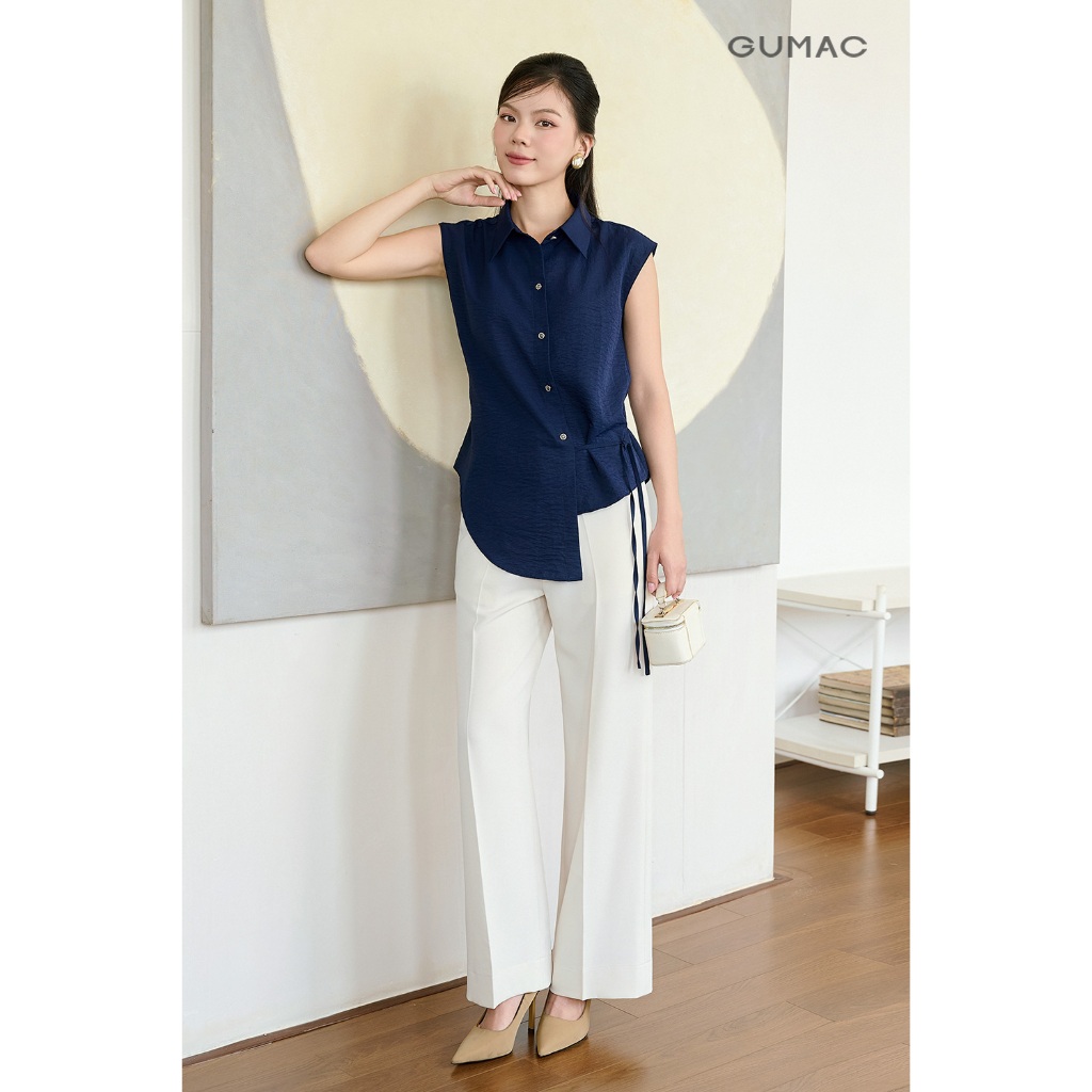 Áo Sơ Mi Nữ Kiểu Phom Rộng Vừa Cột Dây Eo Cách Điệu Thời Trang GUMAC AF11055