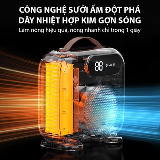 Quạt Sưởi Mini QCOOKO 2200W Làm Nóng Tức Thì 1 Giây Bảo Vệ Chống Lật Chất Liệu Chống Cháy