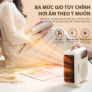 Máy Sưởi Cao Cấp Mini QCOOKO Quạt Sưởi Để Bàn 2 Chiều 2200W Làm Nóng Nhanh Tiết Kiệm Điện