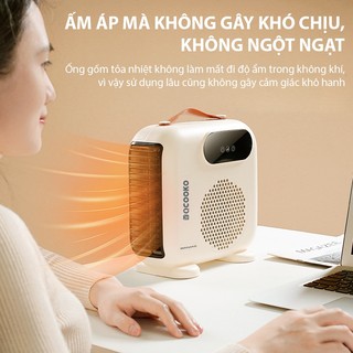 Máy Sưởi Cao Cấp Mini QCOOKO Quạt Sưởi Để Bàn 2 Chiều 2200W Làm Nóng Nhanh Tiết Kiệm Điện