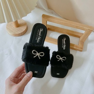 Sz 25-34 Mới Dép Lê Lông Quai Ngang Đính Nơ Đá Cho Bé Gái Từ 4 Tuổi K030