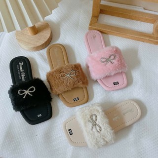 Sz 25-34 Mới Dép Lê Lông Quai Ngang Đính Nơ Đá Cho Bé Gái Từ 4 Tuổi K030