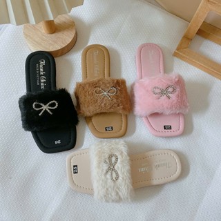 Sz 25-34 Mới Dép Lê Lông Quai Ngang Đính Nơ Đá Cho Bé Gái Từ 4 Tuổi K030
