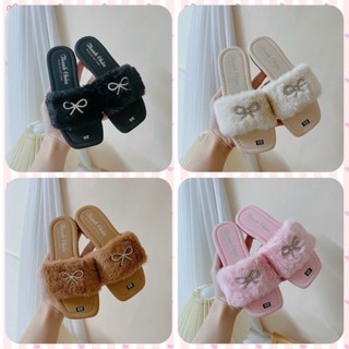 Sz 25-34 Mới Dép Lê Lông Quai Ngang Đính Nơ Đá Cho Bé Gái Từ 4 Tuổi K030