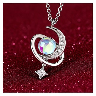 Dây Chuyền Moonstone Mạ Bạc Cao Cấp - Trang Sức Nữ Thanh Lịch 2026 - Dây Chuyền Nữ Đính Đá Lấp Lánh