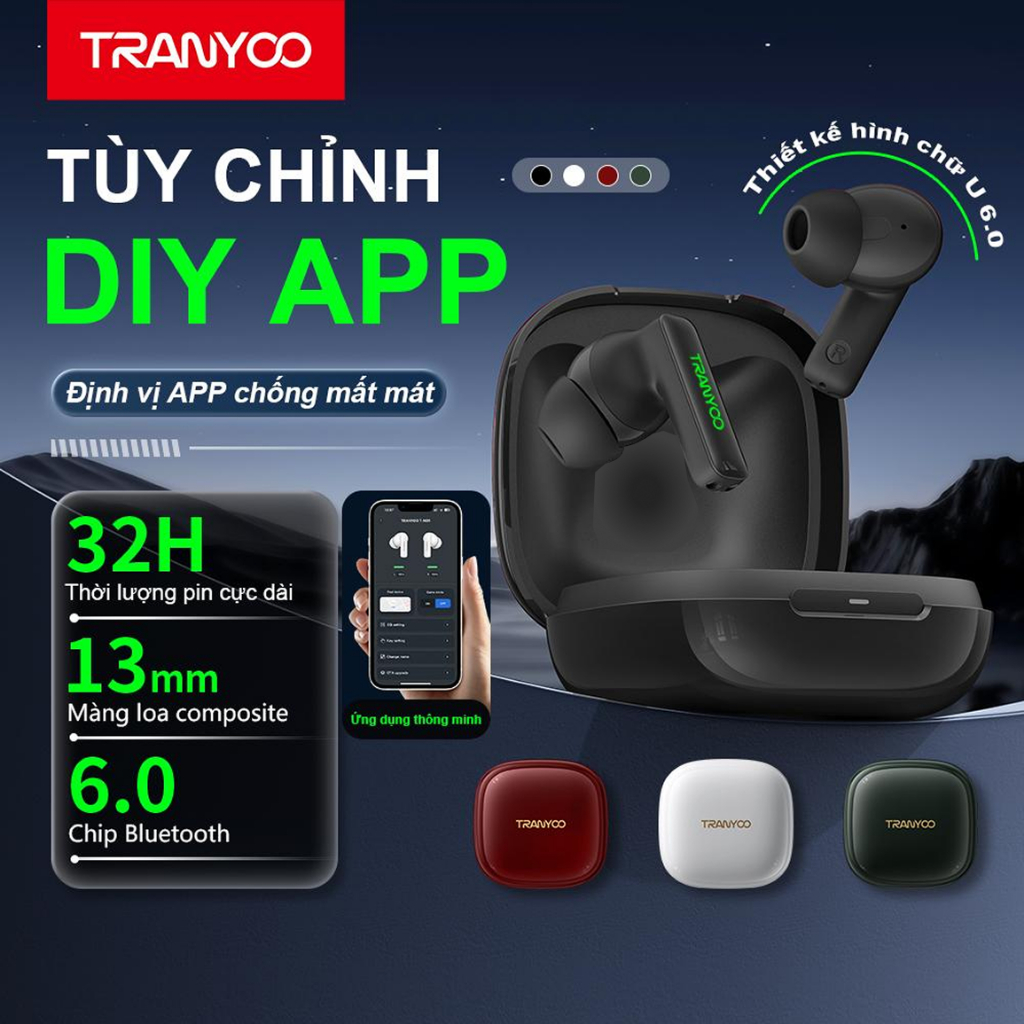 Tai Nghe Bluetooth 6.0 T-M01 Tai Nghe Chơi Game Không Độ Trễ 7 Chế Độ EQ | TRANYOO VN STORE