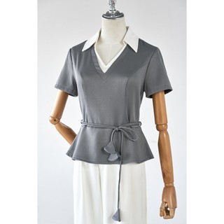 Áo Kiểu Nữ LAMER FASHION Dáng Peplum Phối Cổ Dây Hoa Áo Kiểu Nữ Công Sở Dáng Ôm Phối Màu L61B26Q003