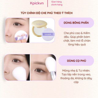 Phấn Phủ Nâng Tông Twoedit by Luna Blur Powder Pact (Nội Địa Hàn) - Kiềm Dầu, Mờ Lỗ Chân Lông, Che Khuyết Điểm