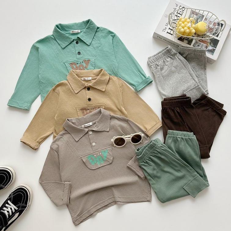 Set bộ polo dài tay bé trai 1-6 tuổi Miniumbaby mix nắp túi ngực, chất cotton mềm mại co giãn SB2385