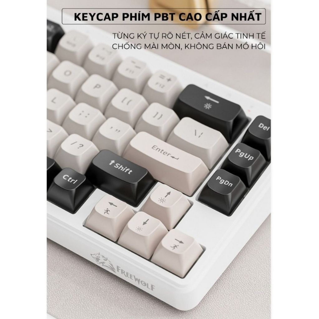 Bàn Phím Không Dây Free Wolf M68 - Bluetooth 5.3 Kết Nối Đa Năng Led Pro Pin Sạc