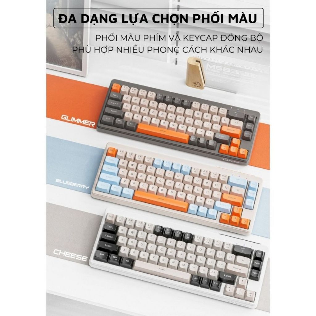 Bàn Phím Không Dây Free Wolf M68 - Bluetooth 5.3 Kết Nối Đa Năng Led Pro Pin Sạc