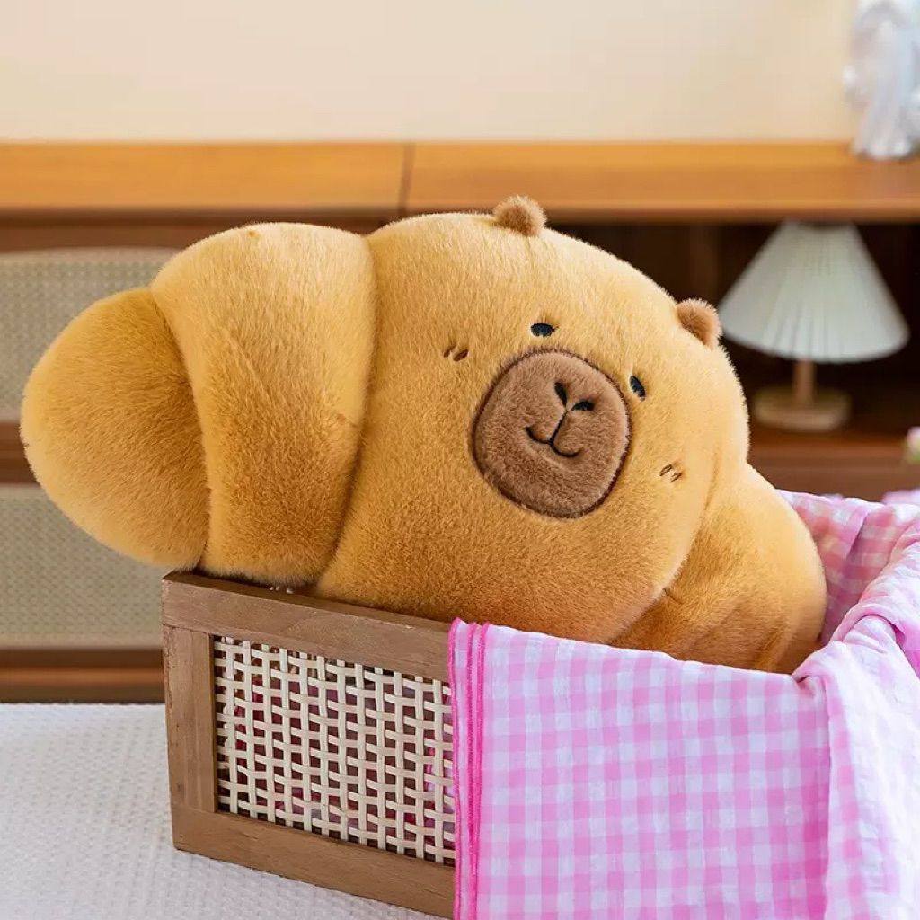 Gấu Thú Bông Capybara Bánh Sừng Trâu Croissant Chuột Lang Nước Siêu Mềm Mịn Siêu Dễ Thương Quà Tặng Độc Đáo